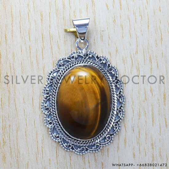Tiger Eye 925 Sterling Silver Pendant (SJWP-324) Tiger Eye 925 Sterling Silver Pendant (SJWP-324)