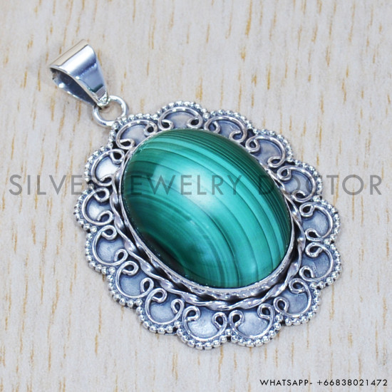 Malachite 925 Sterling Silver Pendant (SJWP-332) Malachite 925 Sterling Silver Pendant (SJWP-332)