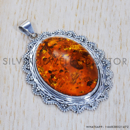 Amber 925 Sterling Silver Pendant (SJWP-334)