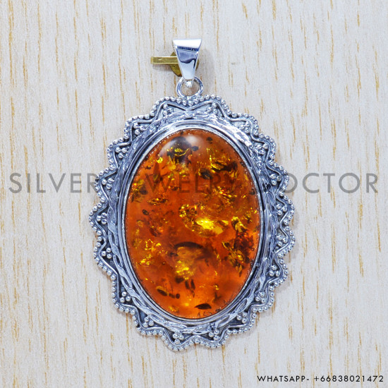 Amber 925 Sterling Silver Pendant (SJWP-334)