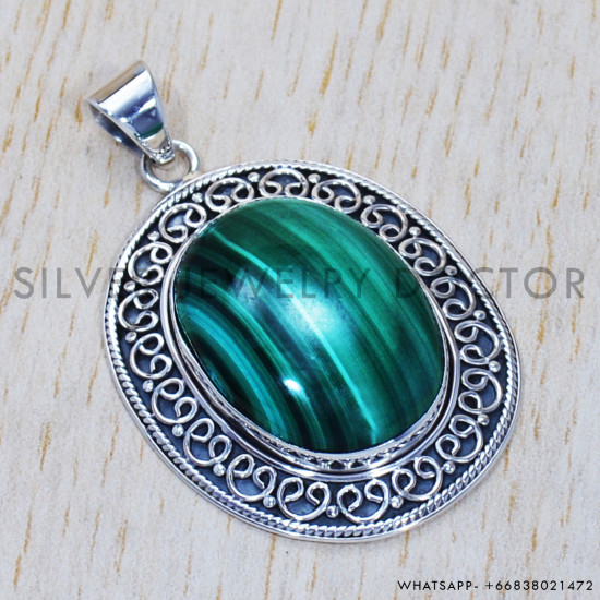 Malachite 925 Sterling Silver Pendant (SJWP-335) Malachite 925 Sterling Silver Pendant (SJWP-335)