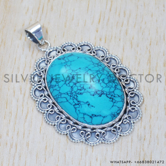Turquoise 925 Sterling Silver Pendant (SJWP-337) Turquoise 925 Sterling Silver Pendant (SJWP-337)