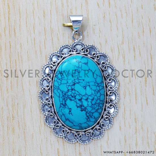 Turquoise 925 Sterling Silver Pendant (SJWP-337) Turquoise 925 Sterling Silver Pendant (SJWP-337)