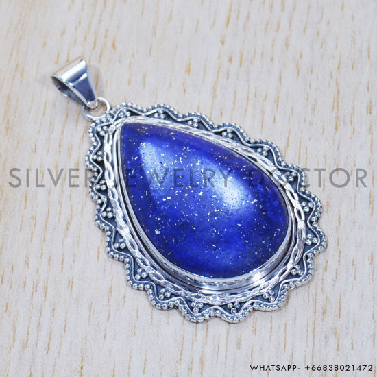 Lapis Lazuli 925 Sterling Silver Pendant (SJWP-339)