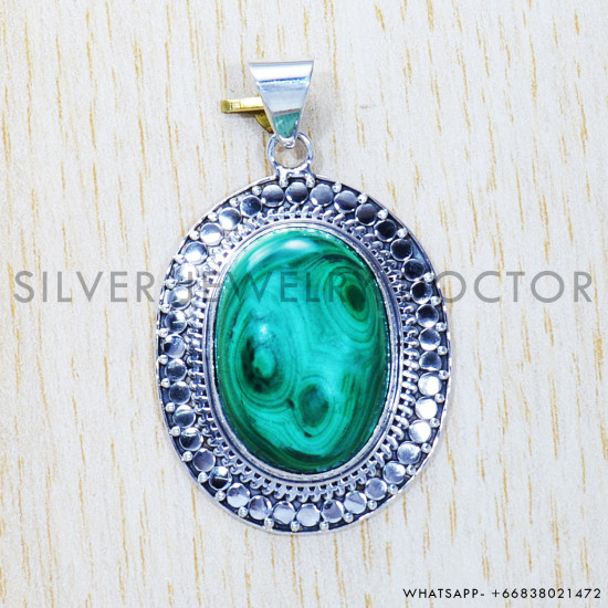 Malachite 925 Sterling Silver Pendant (SJWP-342) Malachite 925 Sterling Silver Pendant (SJWP-342)