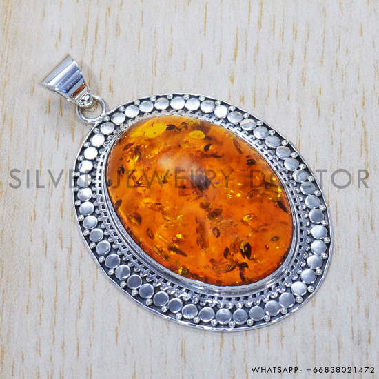 Amber 925 Sterling Silver Pendant (SJWP-344) Amber 925 Sterling Silver Pendant (SJWP-344)