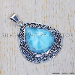 Larimar 925 Sterling Silver Pendant (SJWP-349)