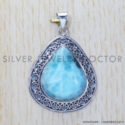 Larimar 925 Sterling Silver Pendant (SJWP-349)