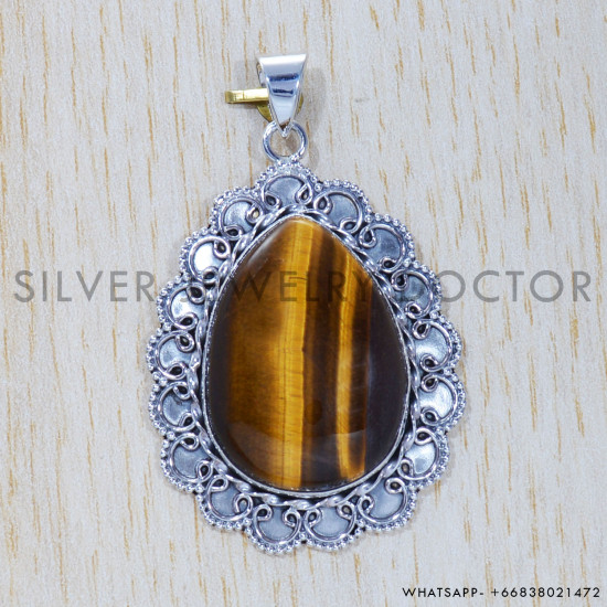 Tiger Eye 925 Sterling Silver Pendant (SJWP-352) Tiger Eye 925 Sterling Silver Pendant (SJWP-352)