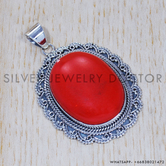 Coral 925 Sterling Silver Pendant (SJWP-357) Coral 925 Sterling Silver Pendant (SJWP-357)