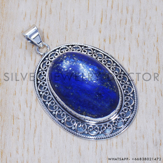 Lapis Lazuli 925 Sterling Silver Pendant (SJWP-359) Lapis Lazuli 925 Sterling Silver Pendant (SJWP-359)