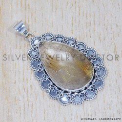 Golden Rutile 925 Sterling Silver Pendant (SJWP-361)