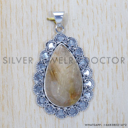 Golden Rutile 925 Sterling Silver Pendant (SJWP-361)