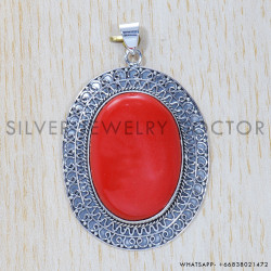 Coral 925 Sterling Silver Pendant (SJWP-362)