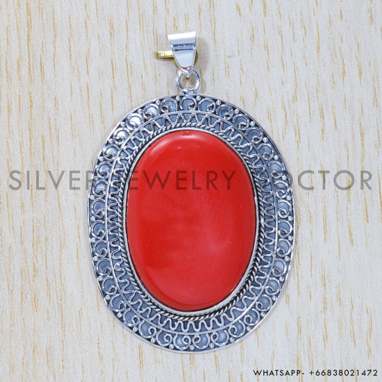 Coral 925 Sterling Silver Pendant (SJWP-362) Coral 925 Sterling Silver Pendant (SJWP-362)