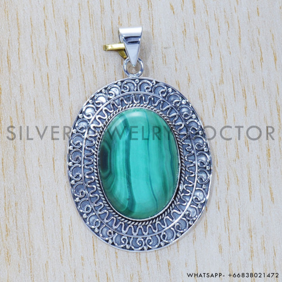 Malachite 925 Sterling Silver Pendant (SJWP-365) Malachite 925 Sterling Silver Pendant (SJWP-365)
