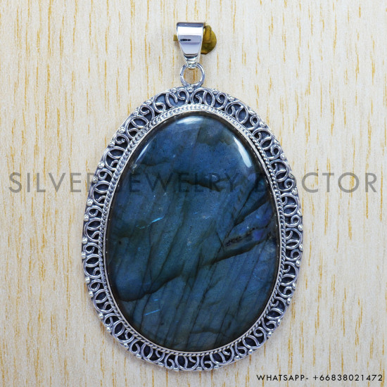 Labradorite 925 Sterling Silver Pendant (SJWP-37) Labradorite 925 Sterling Silver Pendant (SJWP-37)