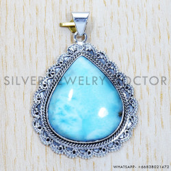 Larimar 925 Sterling Silver Pendant (SJWP-371)