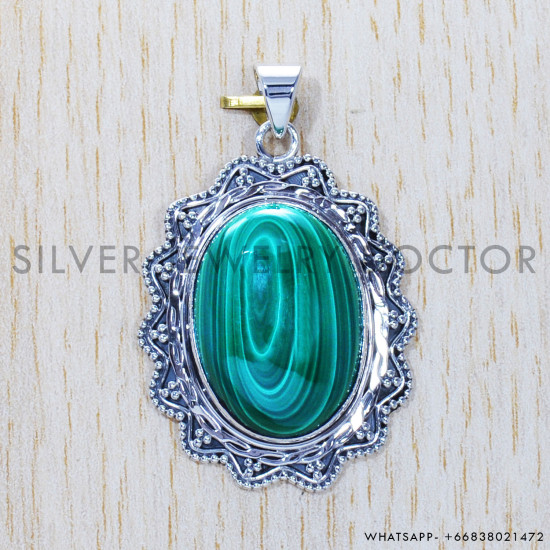 Malachite 925 Sterling Silver Pendant (SJWP-374) Malachite 925 Sterling Silver Pendant (SJWP-374)