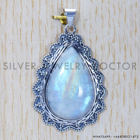 Rainbow Moonstone 925 Sterling Silver Pendant (SJWP-375) Rainbow Moonstone 925 Sterling Silver Pendant (SJWP-375)