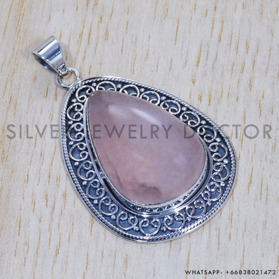 Rose Quartz 925 Sterling Silver Pendant (SJWP-376) Rose Quartz 925 Sterling Silver Pendant (SJWP-376)