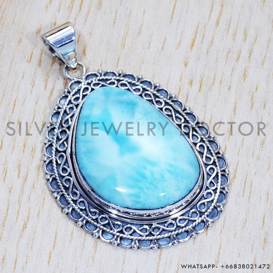 Larimar 925 Sterling Silver Pendant (SJWP-378) Larimar 925 Sterling Silver Pendant (SJWP-378)