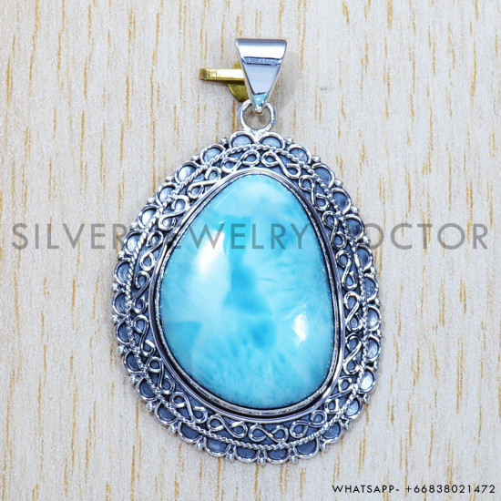 Larimar 925 Sterling Silver Pendant (SJWP-378) Larimar 925 Sterling Silver Pendant (SJWP-378)