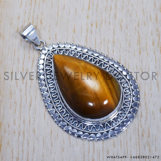 Tiger Eye 925 Sterling Silver Pendant (SJWP-379) Tiger Eye 925 Sterling Silver Pendant (SJWP-379)