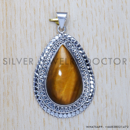 Tiger Eye 925 Sterling Silver Pendant (SJWP-379) Tiger Eye 925 Sterling Silver Pendant (SJWP-379)