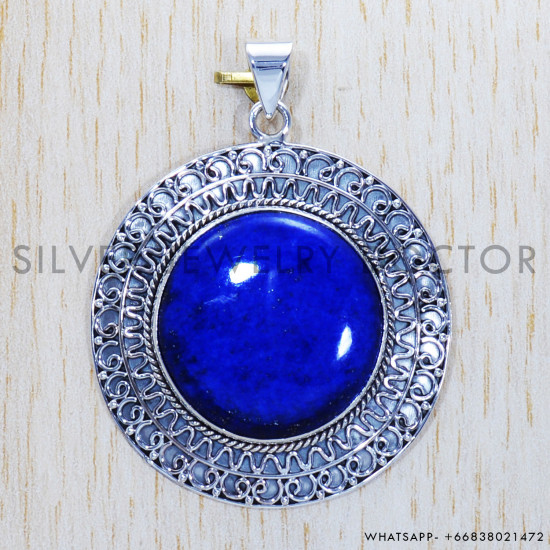 Lapis Lazuli 925 Sterling Silver Pendant (SJWP-380) Lapis Lazuli 925 Sterling Silver Pendant (SJWP-380)