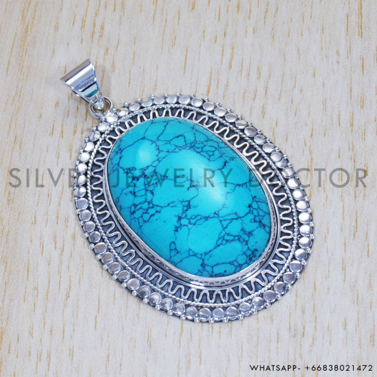 Turquoise 925 Sterling Silver Pendant (SJWP-382) Turquoise 925 Sterling Silver Pendant (SJWP-382)