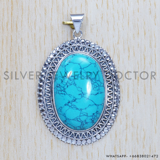 Turquoise 925 Sterling Silver Pendant (SJWP-382) Turquoise 925 Sterling Silver Pendant (SJWP-382)