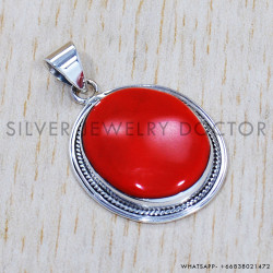 Coral 925 Sterling Silver Pendant (SJWP-384)