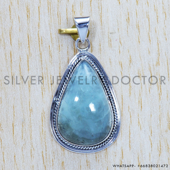 Aquamarine 925 Sterling Silver Pendant (SJWP-395) Aquamarine 925 Sterling Silver Pendant (SJWP-395)