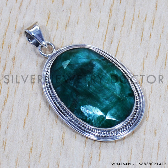 Emerald 925 Sterling Silver Pendant (SJWP-401) Emerald 925 Sterling Silver Pendant (SJWP-401)