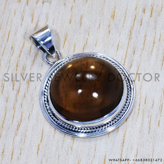 Smoky Quartz 925 Sterling Silver Pendant (SJWP-402)