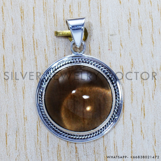 Smoky Quartz 925 Sterling Silver Pendant (SJWP-402)