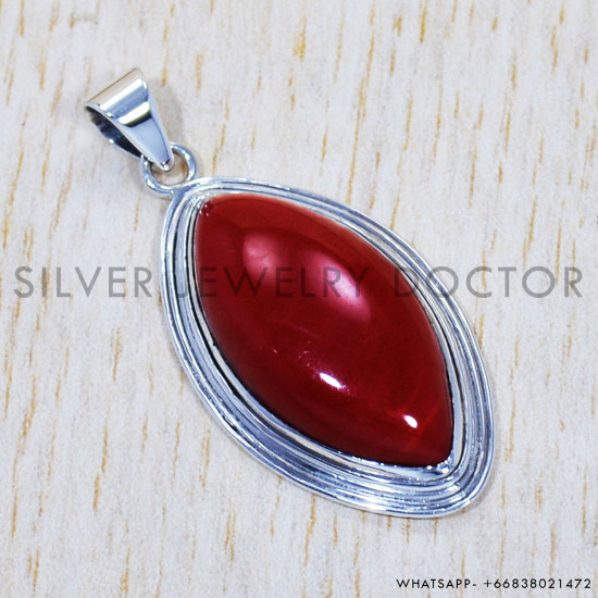 Coral 925 Sterling Silver Pendant (SJWP-412)