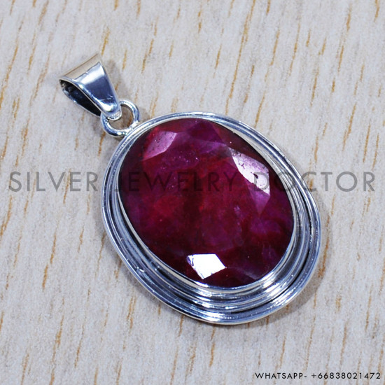 Ruby 925 Sterling Silver Pendant (SJWP-413) Ruby 925 Sterling Silver Pendant (SJWP-413)