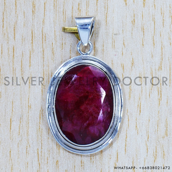 Ruby 925 Sterling Silver Pendant (SJWP-413) Ruby 925 Sterling Silver Pendant (SJWP-413)