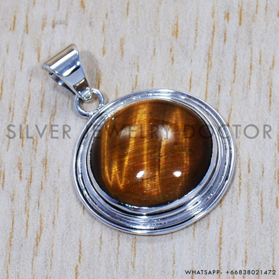 Tiger Eye 925 Sterling Silver Pendant (SJWP-414) Tiger Eye 925 Sterling Silver Pendant (SJWP-414)