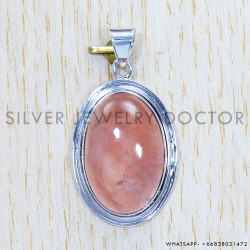 Rose Quartz 925 Sterling Silver Pendant (SJWP-416)
