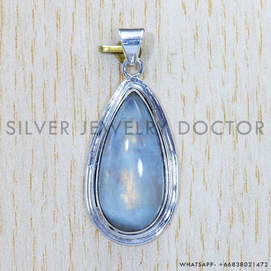 Rainbow Moonstone 925 Sterling Silver Pendant (SJWP-417) Rainbow Moonstone 925 Sterling Silver Pendant (SJWP-417)