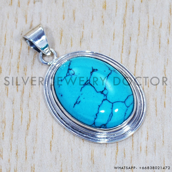 Turquoise 925 Sterling Silver Pendant (SJWP-418) Turquoise 925 Sterling Silver Pendant (SJWP-418)