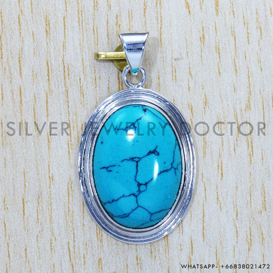 Turquoise 925 Sterling Silver Pendant (SJWP-418) Turquoise 925 Sterling Silver Pendant (SJWP-418)