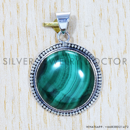 Malachite 925 Sterling Silver Pendant (SJWP-435) Malachite 925 Sterling Silver Pendant (SJWP-435)
