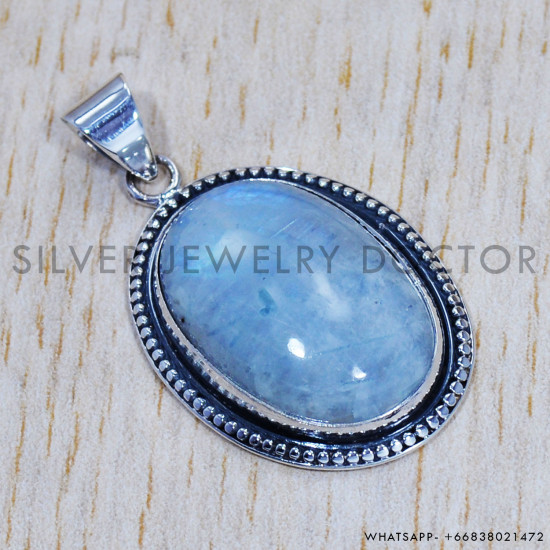 Rainbow Moonstone 925 Sterling Silver Pendant (SJWP-437) Rainbow Moonstone 925 Sterling Silver Pendant (SJWP-437)