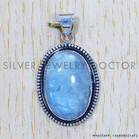 Rainbow Moonstone 925 Sterling Silver Pendant (SJWP-437) Rainbow Moonstone 925 Sterling Silver Pendant (SJWP-437)
