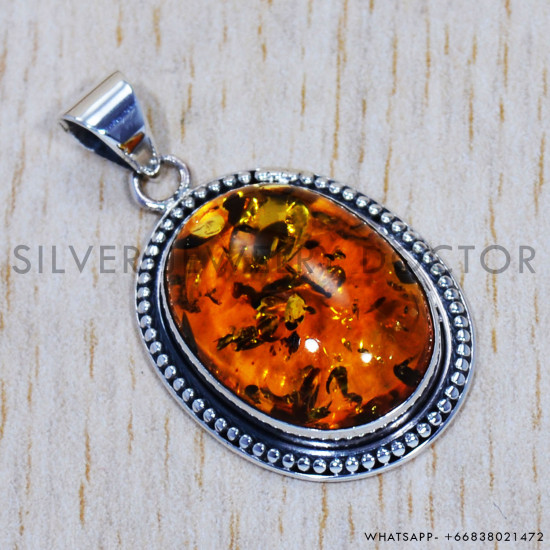 Amber 925 Sterling Silver Pendant (SJWP-443)