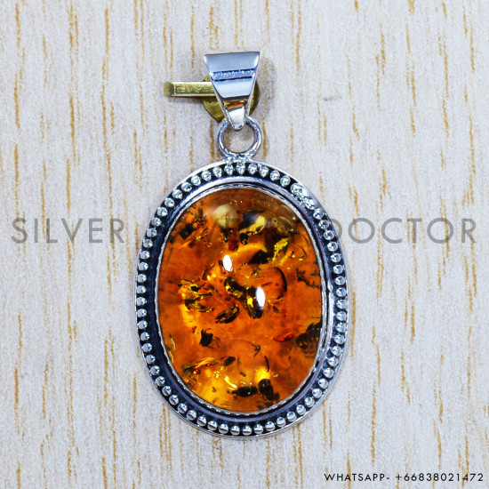Amber 925 Sterling Silver Pendant (SJWP-443)